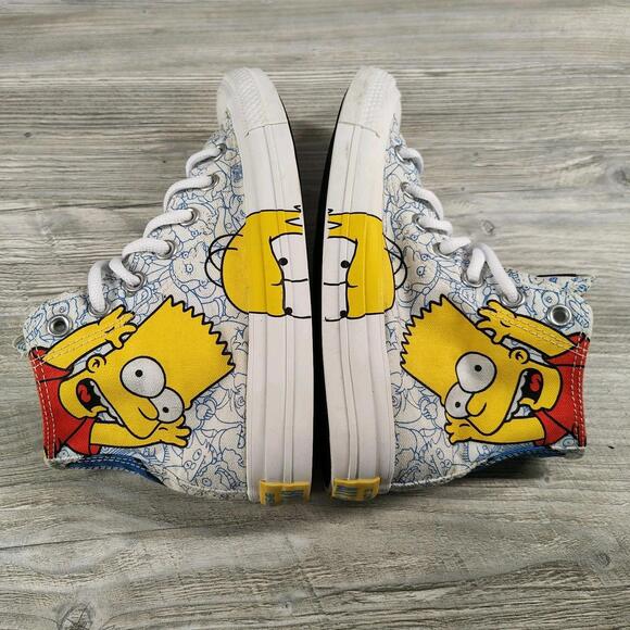 Converse Unisex Mens 4 Womens 6 Blue White Simpsons Bart High Top Sneakers - Picture 7 of 10